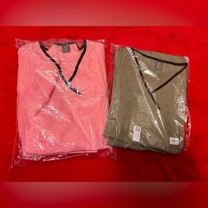 2 for 1: Nurse 2-Piece Outfit-Pink & Olive Green-Small